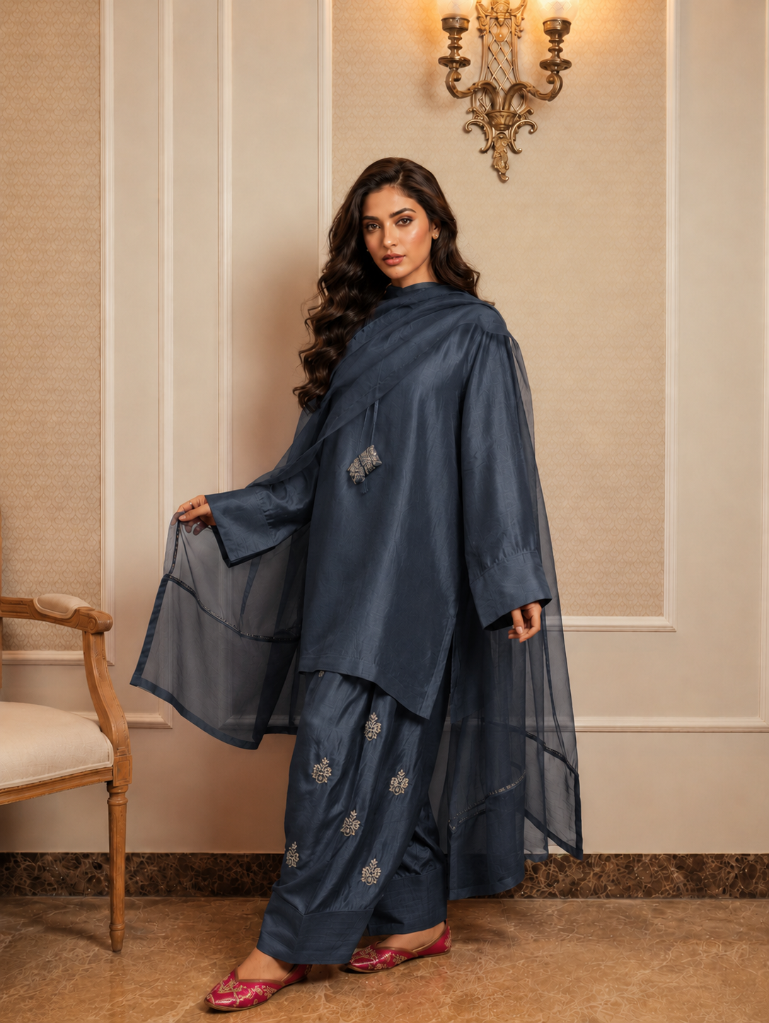 NAZO FARSHI SHALWAR KAMEEZ NAVY BLUE