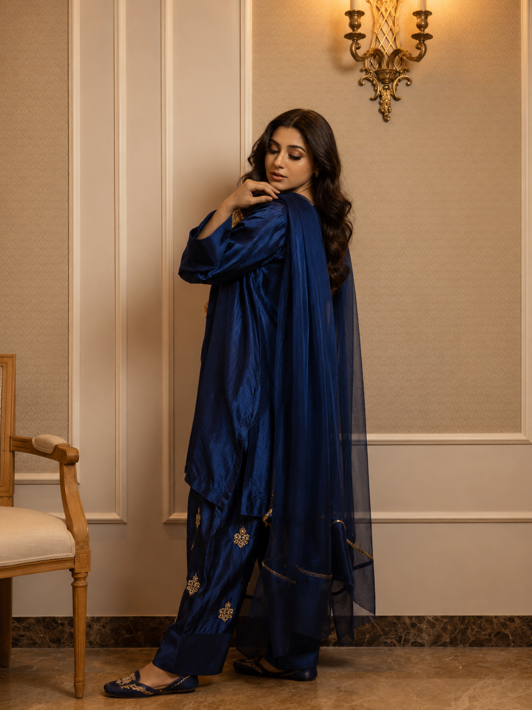 NAZO FARSHI SHALWAR KAMEEZ ROYAL BLUE