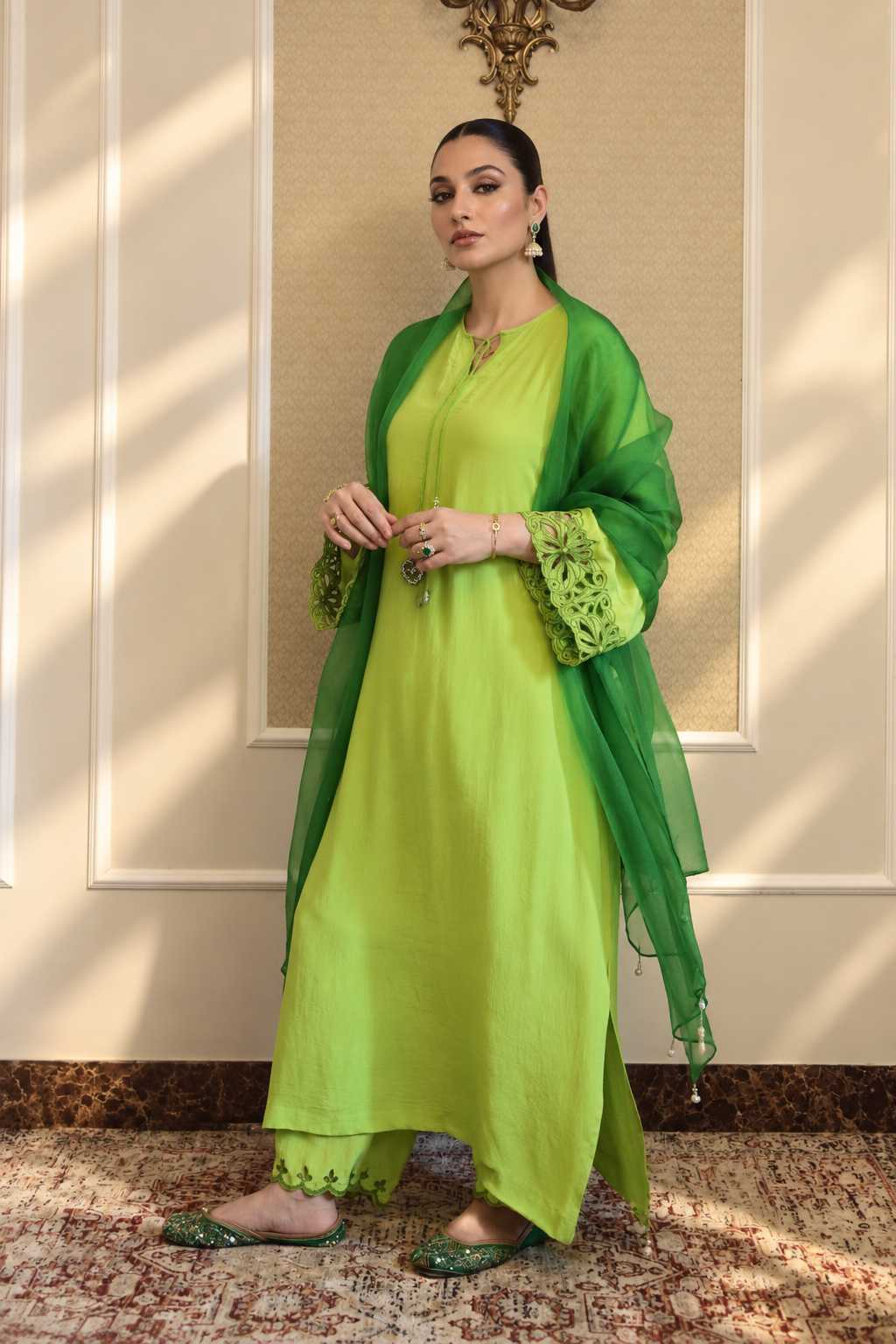 ELLE SHALWAR KAMEEZ LIME GREEN