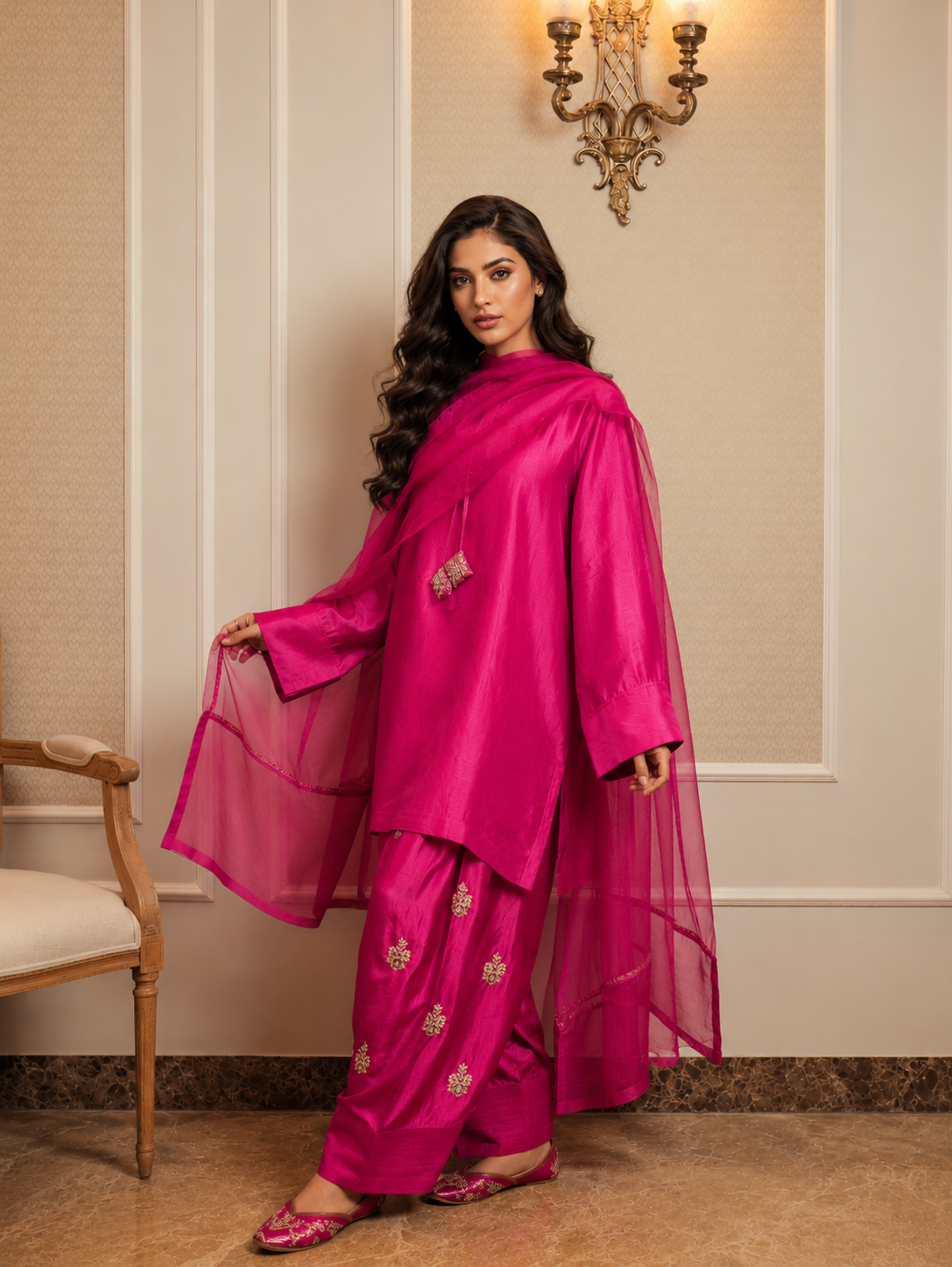 NAZO FARSHI SHALWAR KAMEEZ PINK