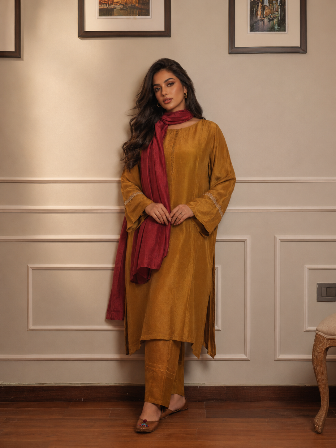 MEHR KAMEEZ TROUSER OLD GOLD