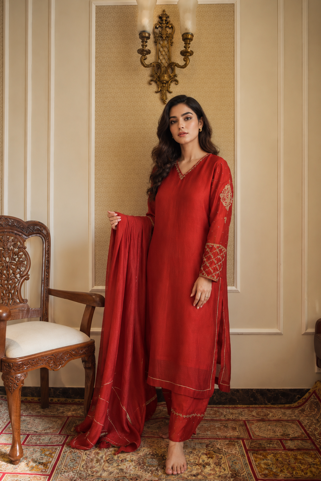 NAZNEEN SHALWAR KAMEEZ RED