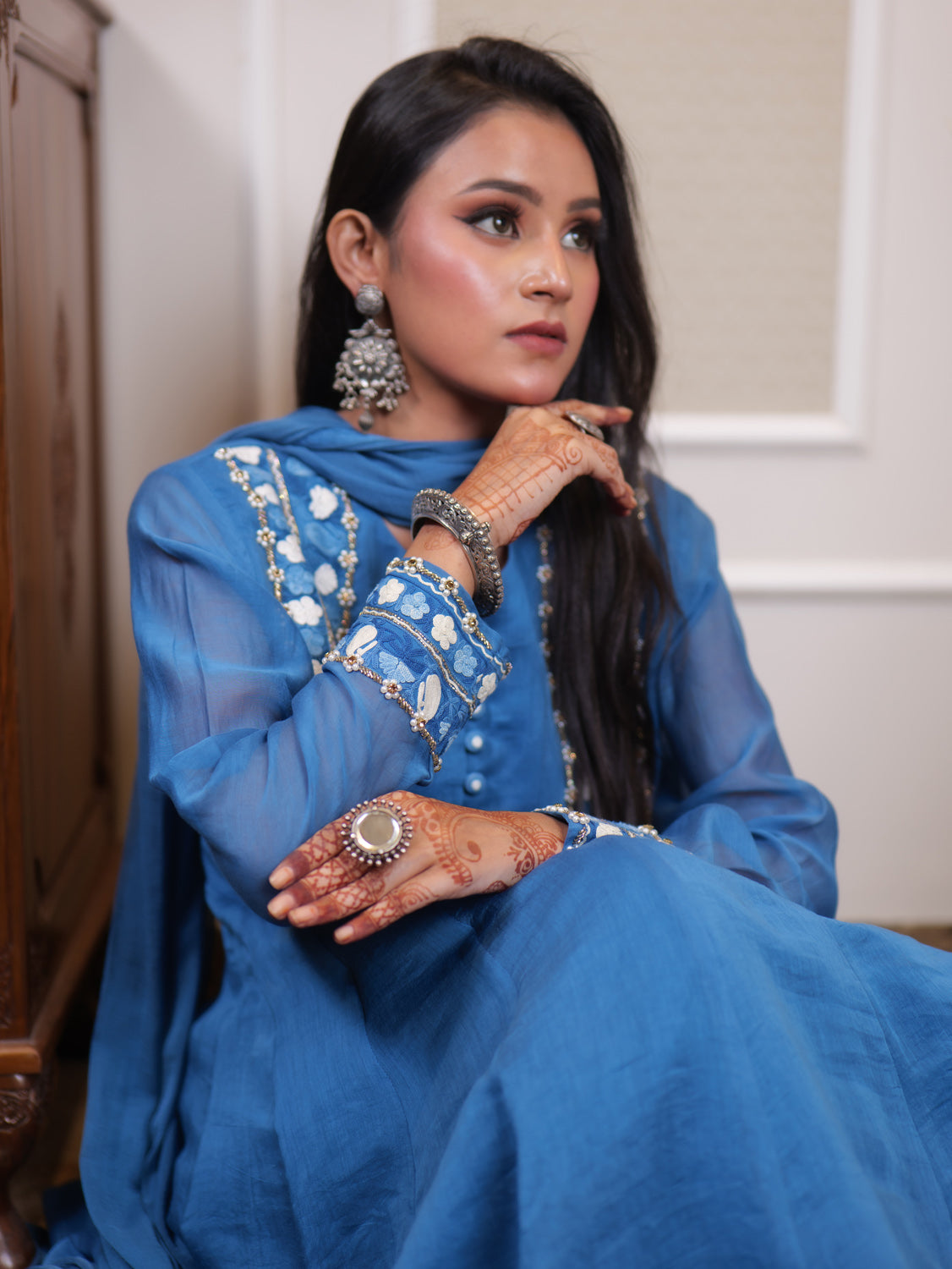 Begum Kashmiri Aari Embroidered Long Anarkali Set