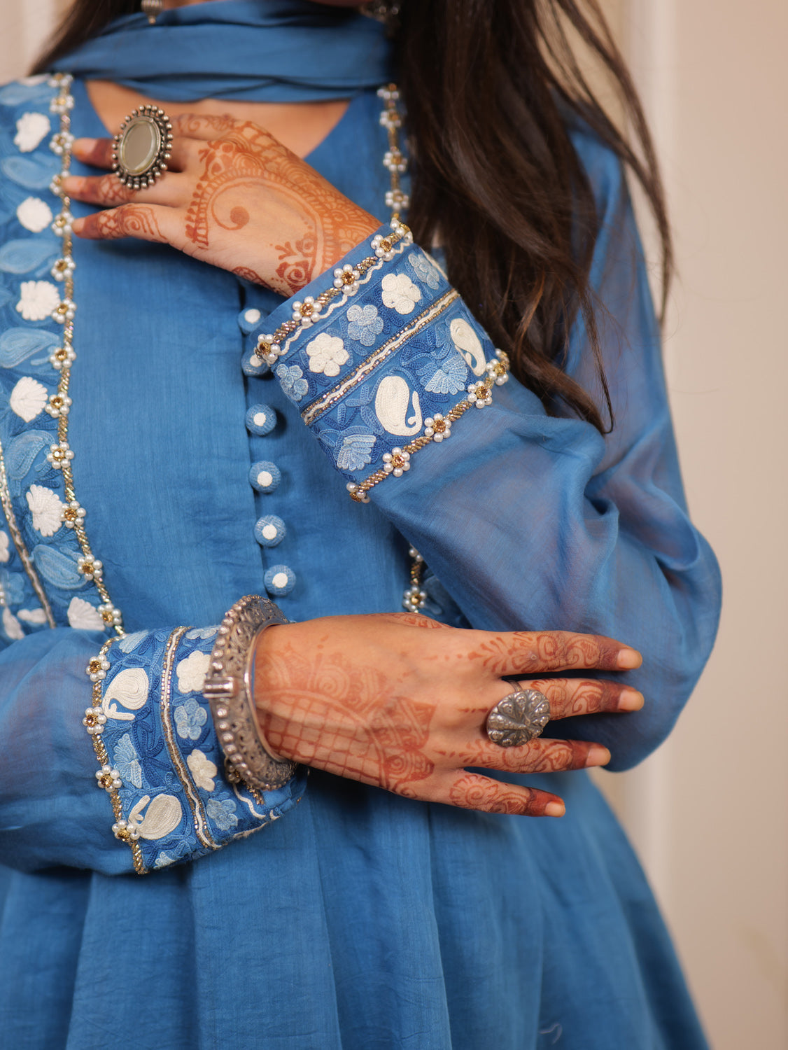 Begum Kashmiri Aari Embroidered Long Anarkali Set