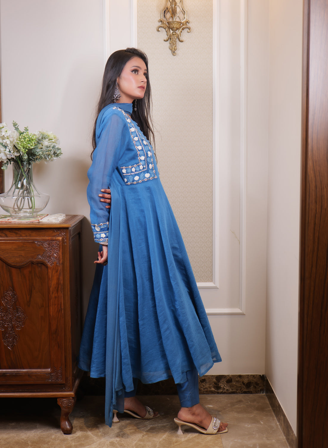 Begum Kashmiri Aari Embroidered Long Anarkali Set