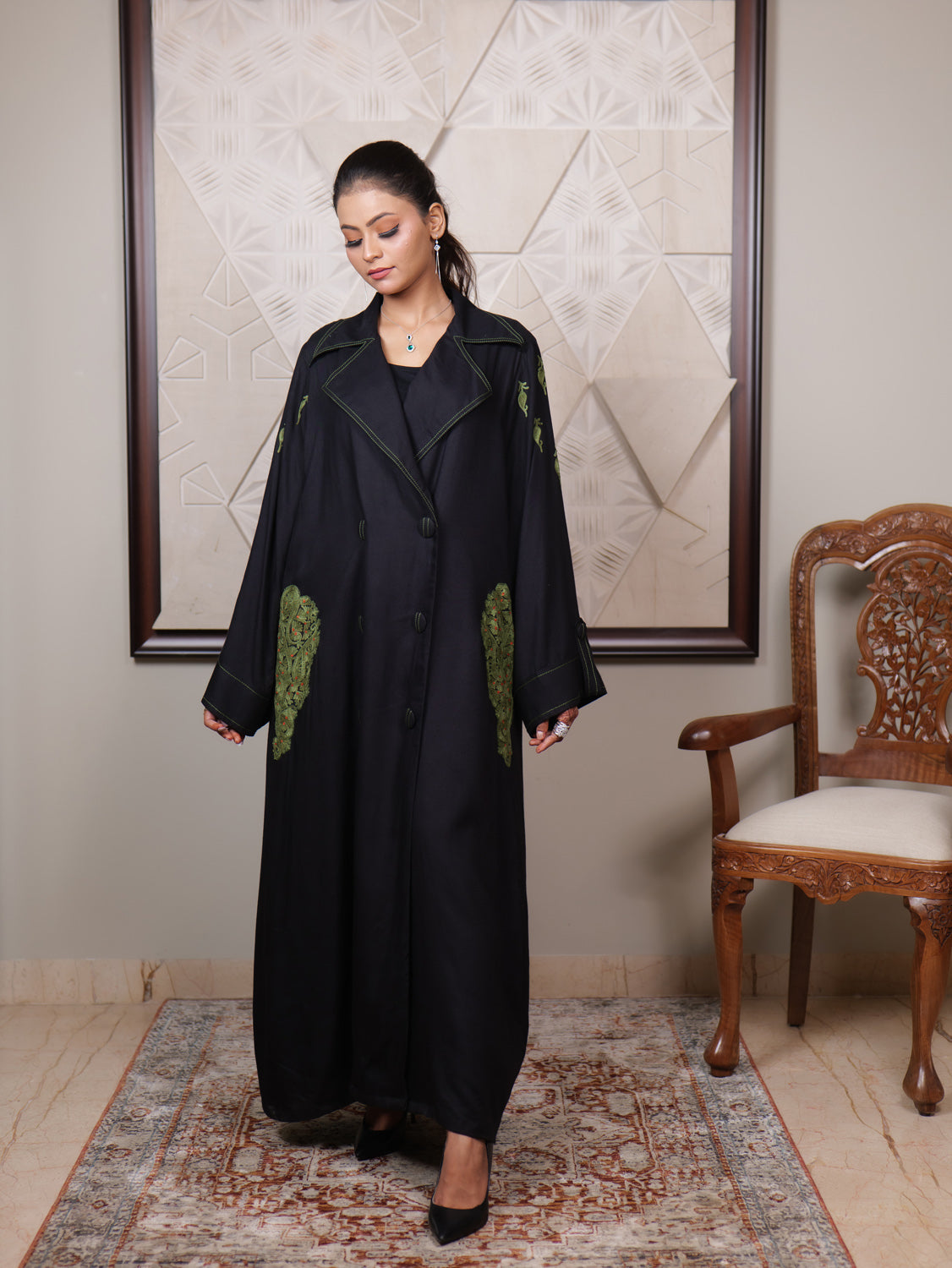 Fitoor Kashmiri Aari Embroidered Trench Coat