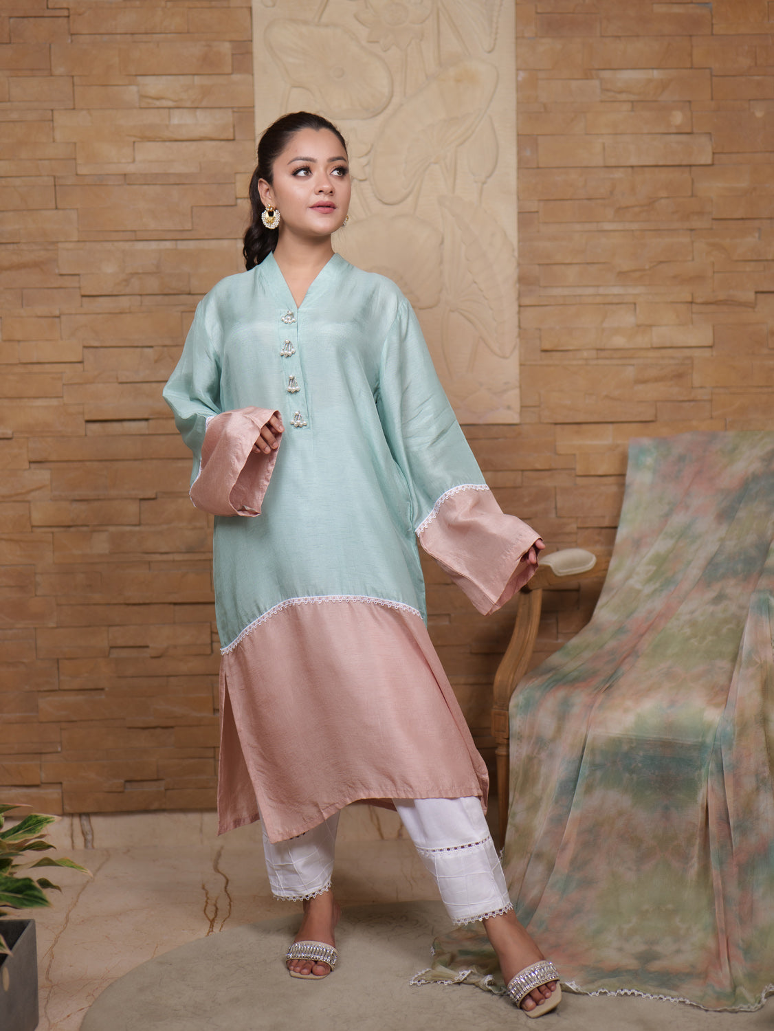 Jashan-e-Bahara Color-block Kurta