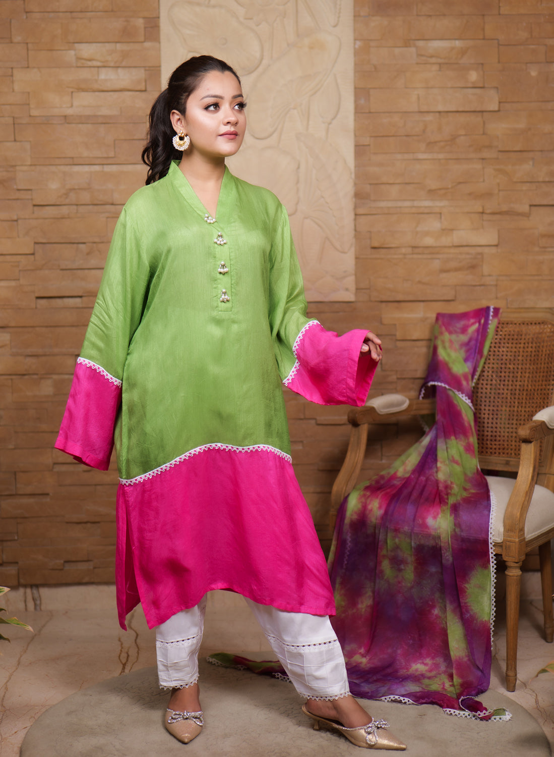 Jashan-e-Bahara Color-block Kurta