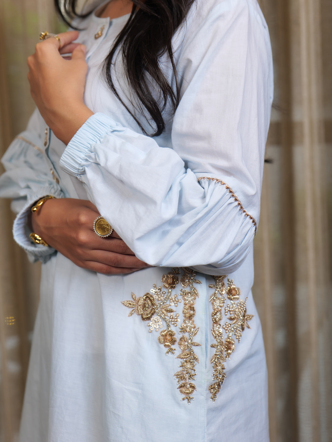 Muntazir Zardozi Embroidered Pocket Kurta