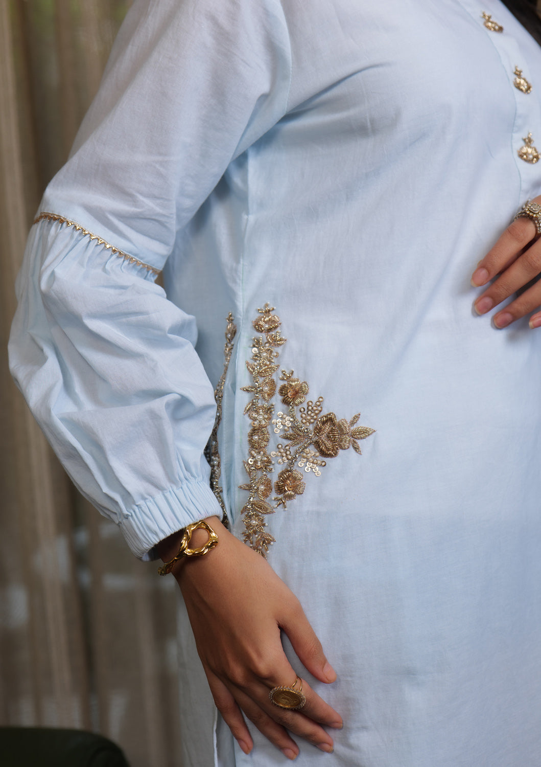 Muntazir Zardozi Embroidered Pocket Kurta