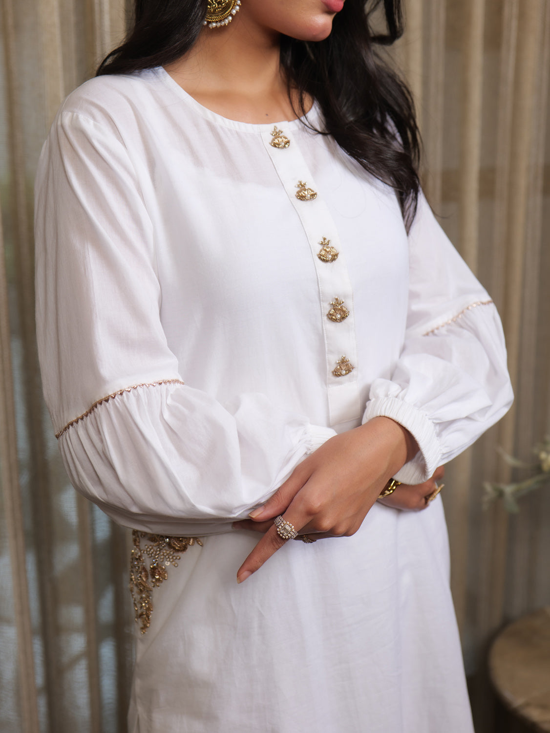 Muntazir Zardozi Embroidered Pocket Kurta