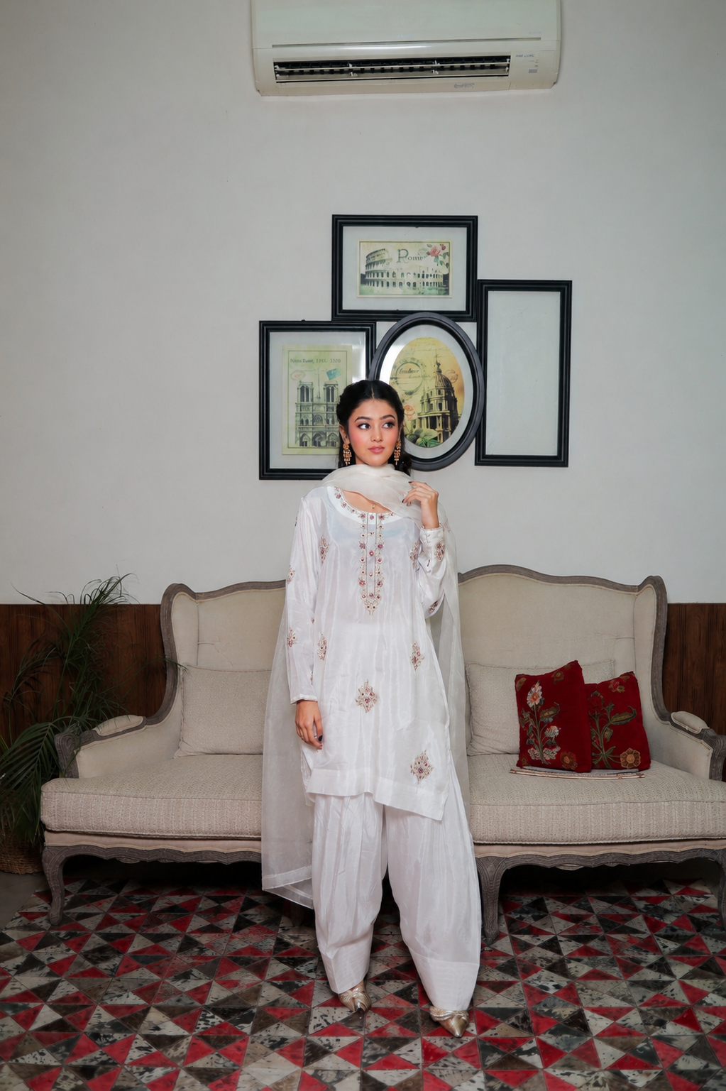 GULAABO FARSHI SHALWAR KAMEEZ WHITE