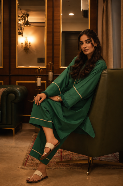 AYLA KAMEEZ TROUSER CO-ORD GREEN