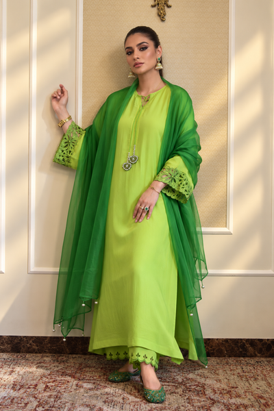 ELLE SHALWAR KAMEEZ LIME GREEN