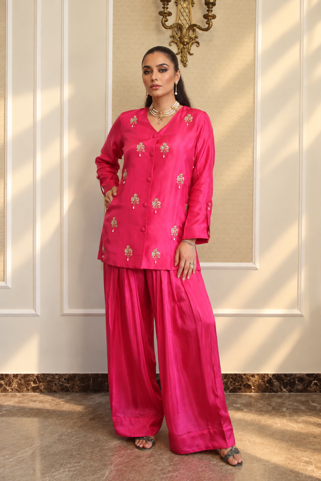 ZIMAL FARSHI SHALWAR KAMEEZ PINK