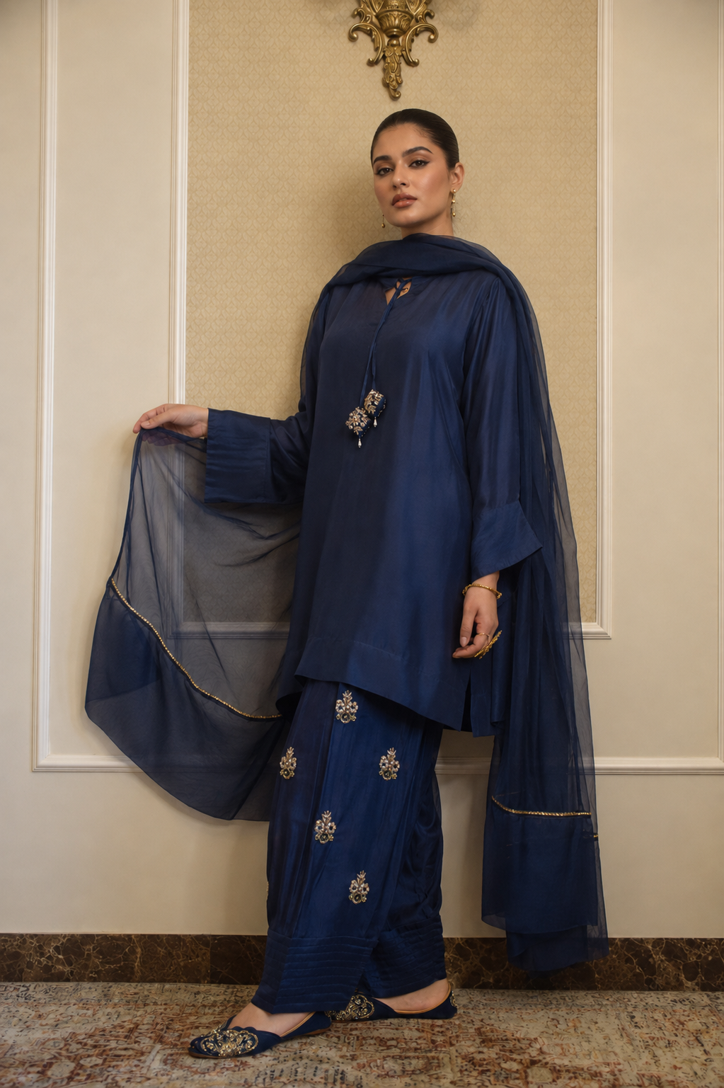 NAZO FARSHI SHALWAR KAMEEZ NAVY BLUE
