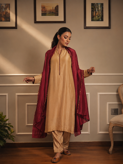 MIRA KURTA TROUSER BEIGE CREAM