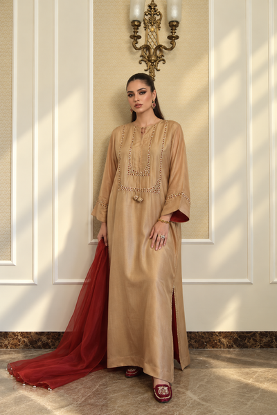 LAYLA KANDURA/KAFTAN DARK SILK BEIGE