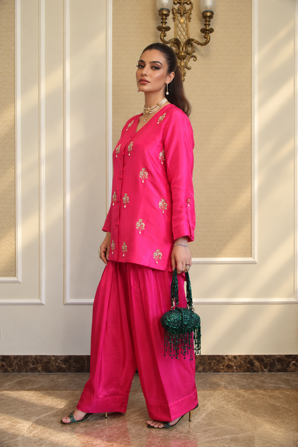 ZIMAL FARSHI SHALWAR KAMEEZ PINK