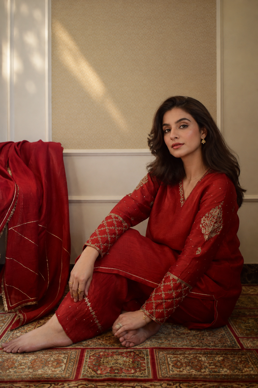 NAZNEEN SHALWAR KAMEEZ RED
