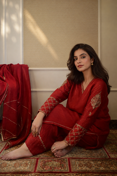 NAZNEEN SHALWAR KAMEEZ RED