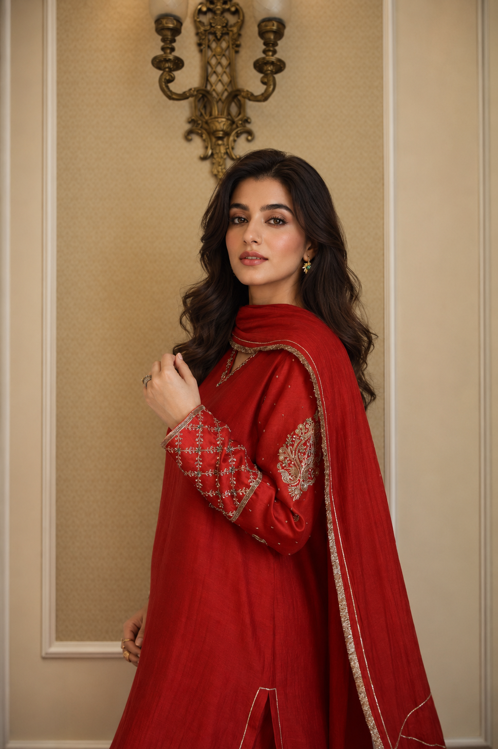 NAZNEEN SHALWAR KAMEEZ RED
