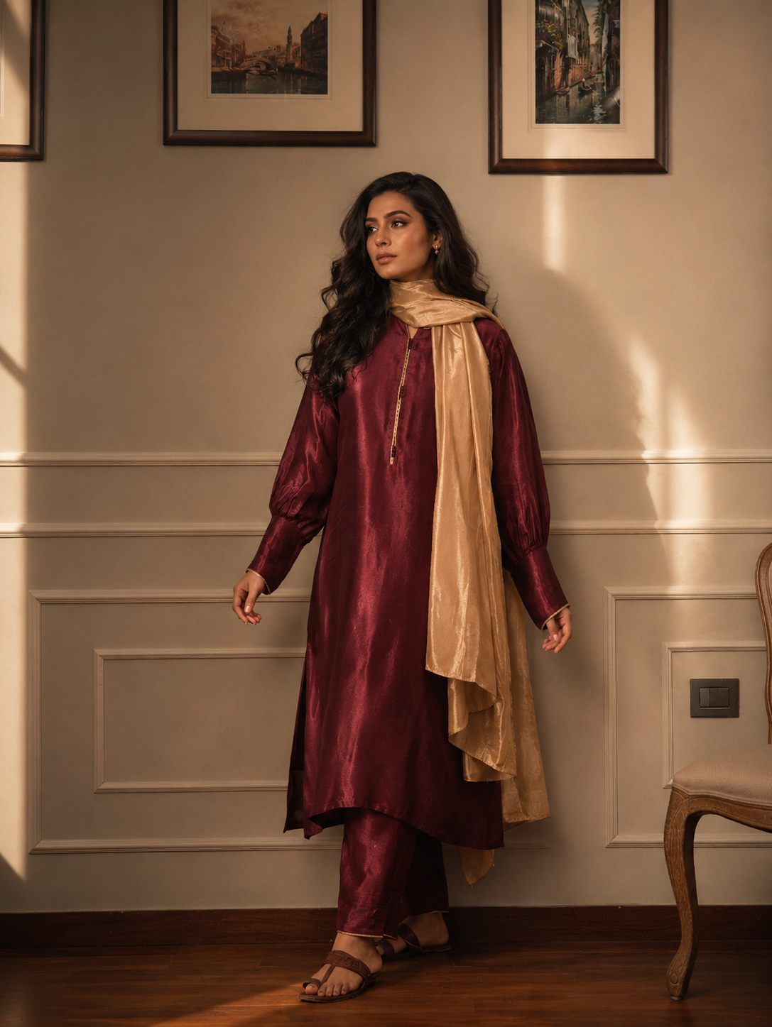 MIRA KURTA TROUSER MAROON