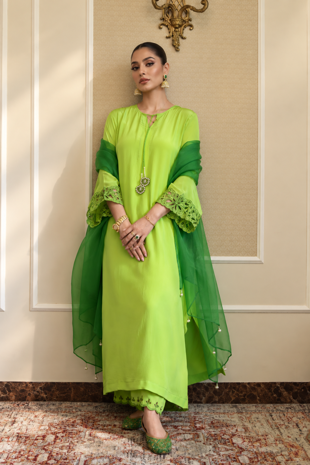 ELLE SHALWAR KAMEEZ LIME GREEN
