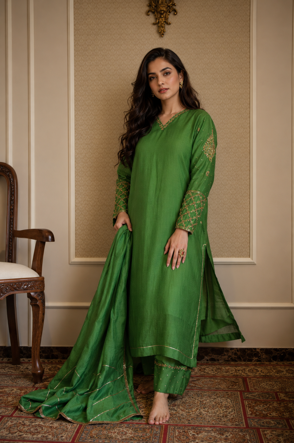 NAZNEEN SHALWAR KAMEEZ GREEN