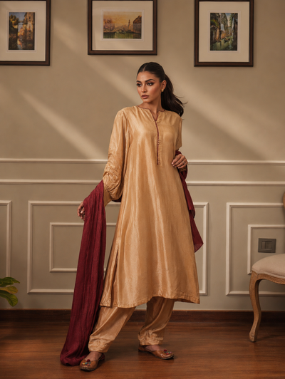 MIRA KURTA TROUSER BEIGE CREAM