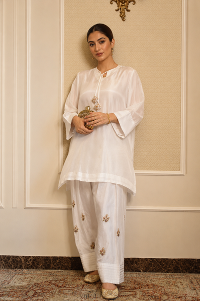 NAZO FARSHI SHALWAR KAMEEZ PEARL WHITE
