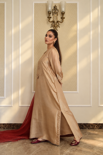 LAYLA KANDURA/KAFTAN DARK SILK BEIGE