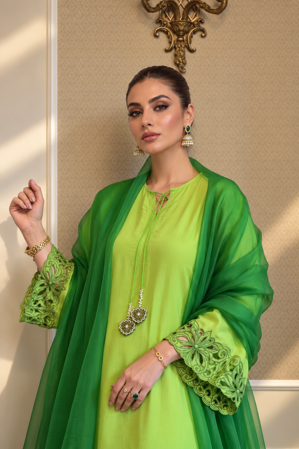 ELLE SHALWAR KAMEEZ LIME GREEN