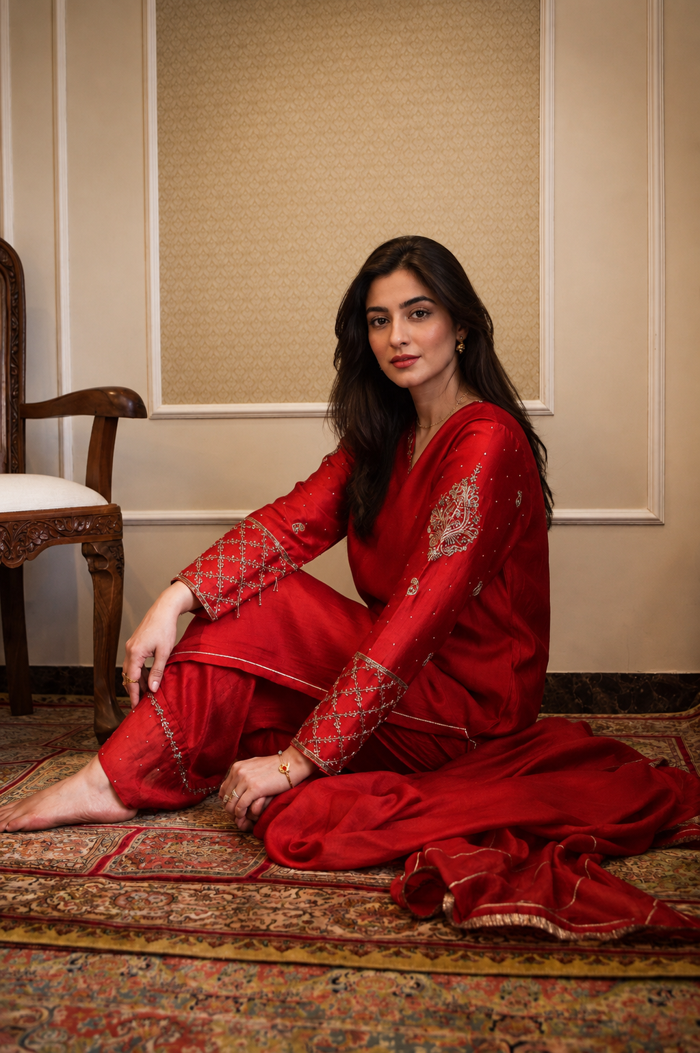 NAZNEEN SHALWAR KAMEEZ RED