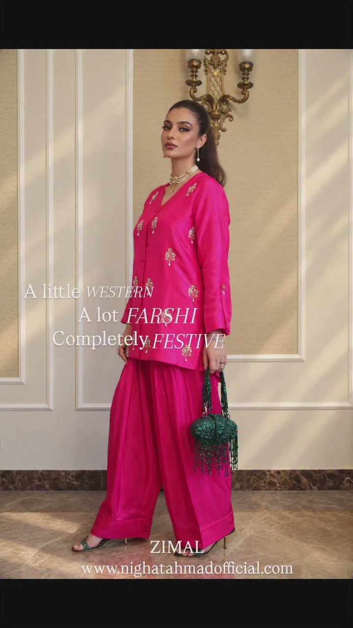 ZIMAL FARSHI SHALWAR KAMEEZ PINK