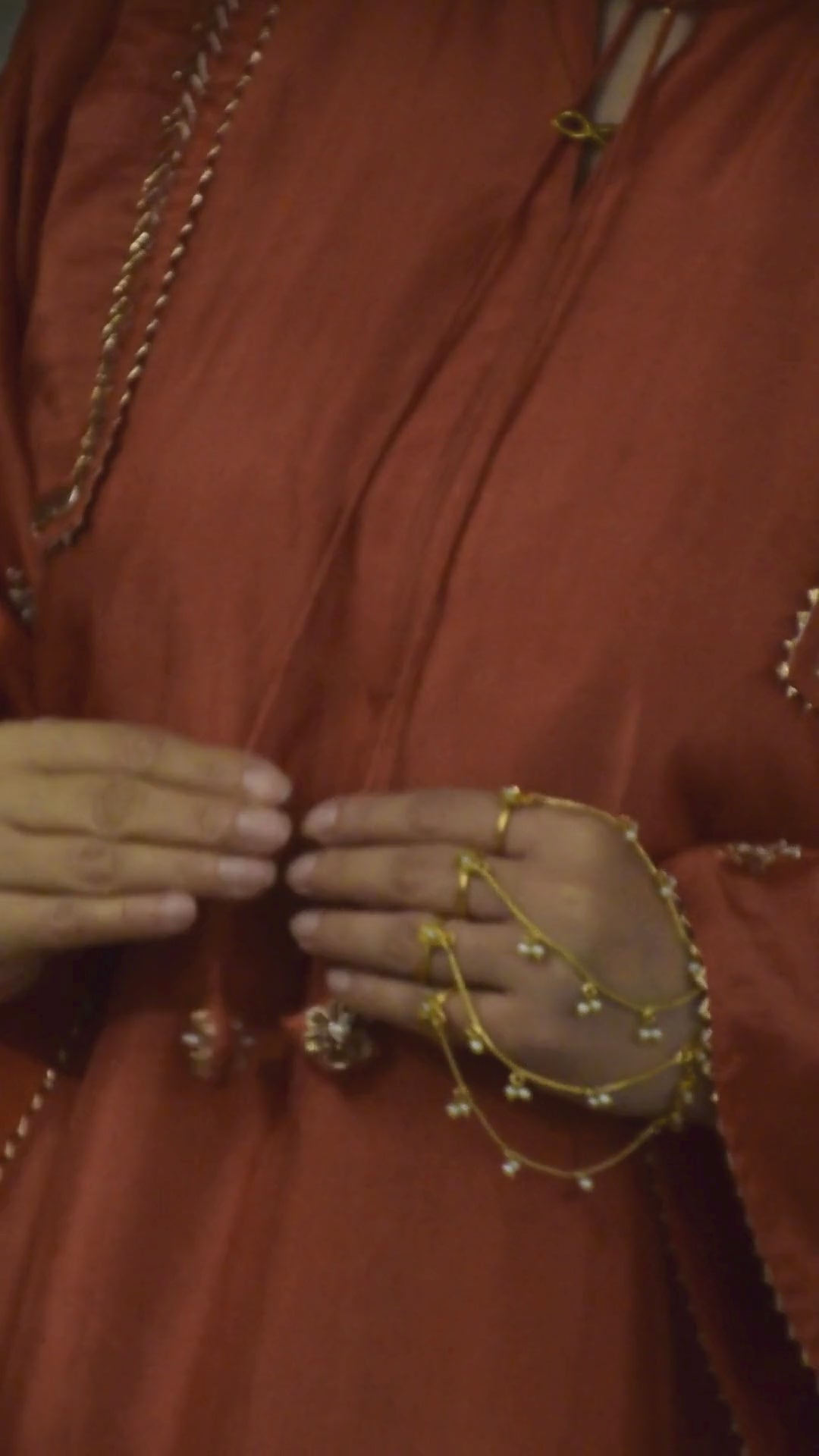 ZARA FARSHI SHALWAR KAMEEZ RUST WITH OLIVE GREEN