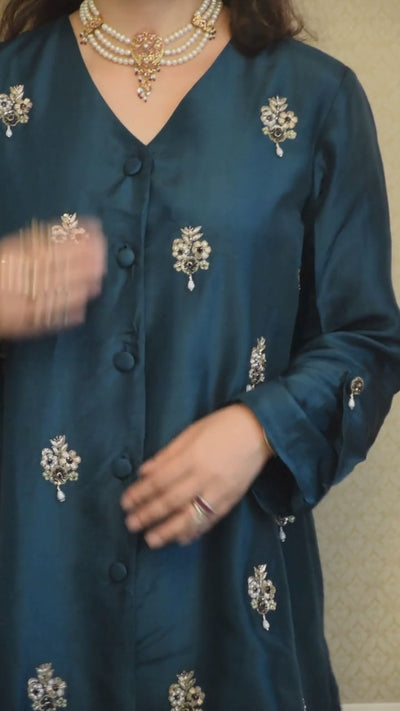 ZIMAL FARSHI SHALWAR KAMEEZ TEAL BLUE