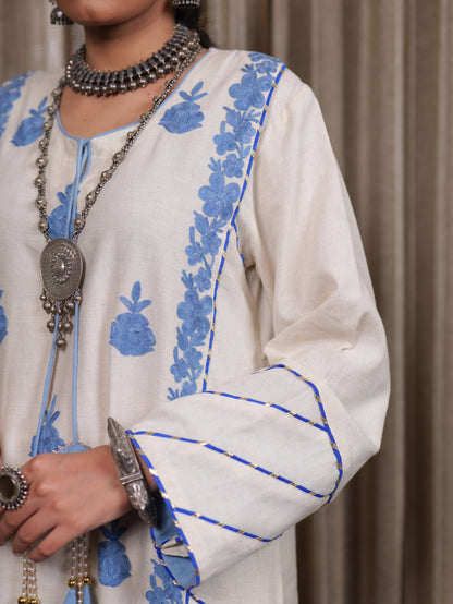 Begum Kashmiri Aari Embroidered Blue Garara Set