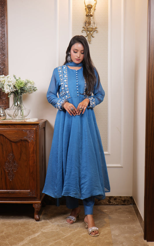 Begum Kashmiri Aari Embroidered Long Anarkali Set