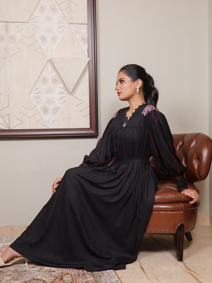 Fitoor Kashmiri Aari Embroidered Maxi Dress with Bag Belt