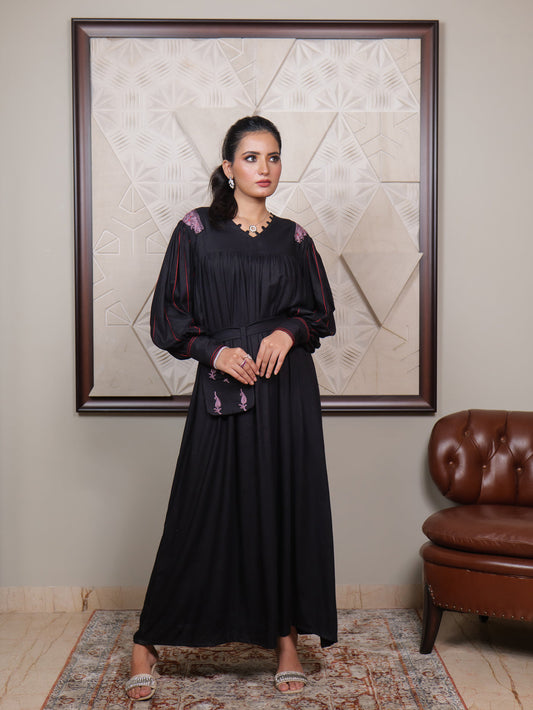 Fitoor Kashmiri Aari Embroidered Maxi Dress with Bag Belt