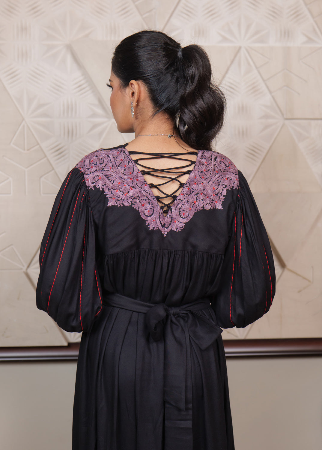 Fitoor Kashmiri Aari Embroidered Maxi Dress with Bag Belt