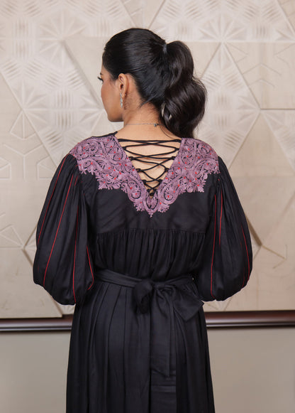 Fitoor Kashmiri Aari Embroidered Maxi Dress with Bag Belt
