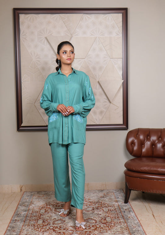 Fitoor Kashmiri Aari Embroidered Shirt Co-ord