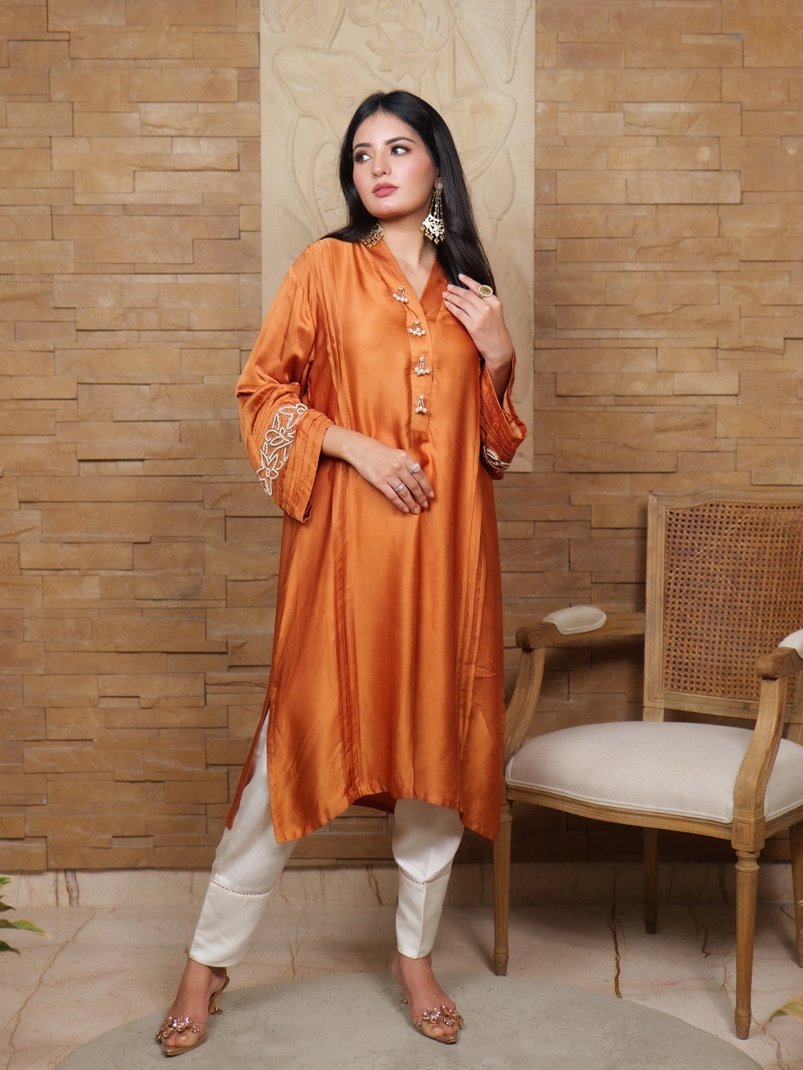 Jashan-e-Bahara Zardozi Embroidered Sleeve  Kurta
