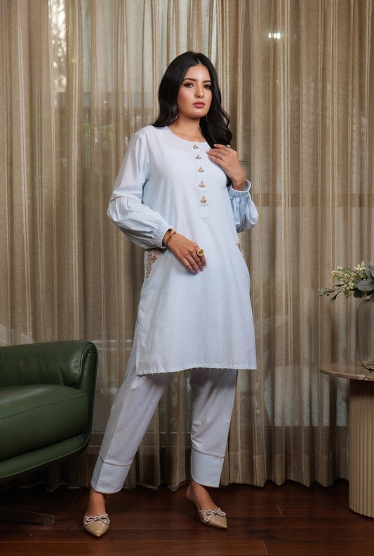 Muntazir Zardozi Embroidered Pocket Kurta