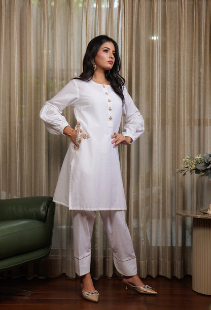 Muntazir Zardozi Embroidered Pocket Kurta