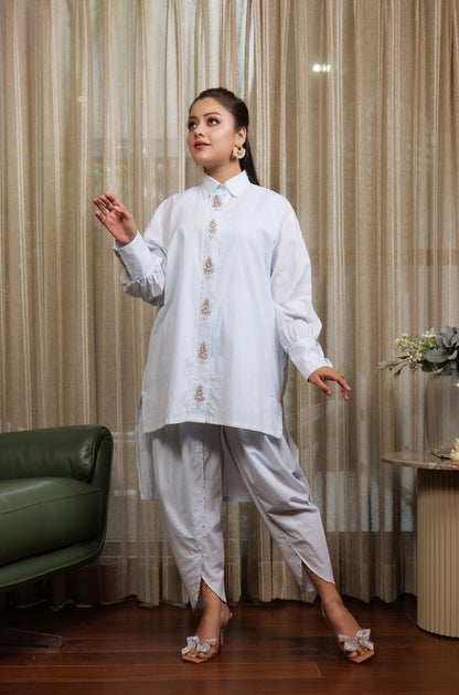 Muntazir Zardozi Embroidered Shirt Co-ord