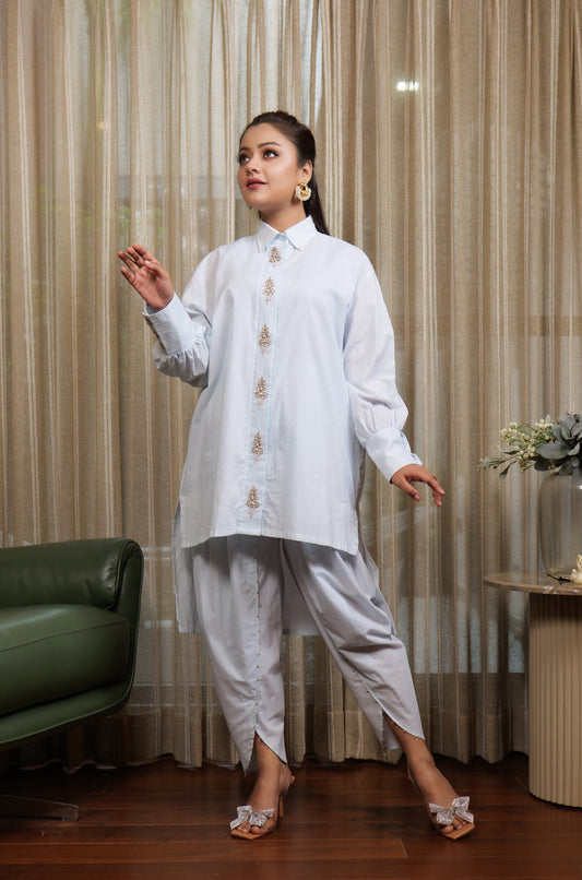 Muntazir Zardozi Embroidered Shirt Co-ord
