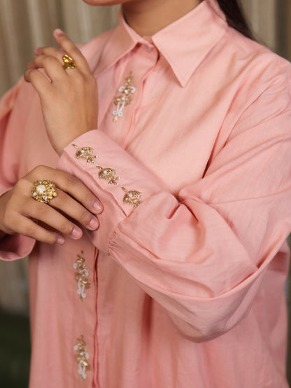 Muntazir Zardozi Embroidered Shirt Co-ord